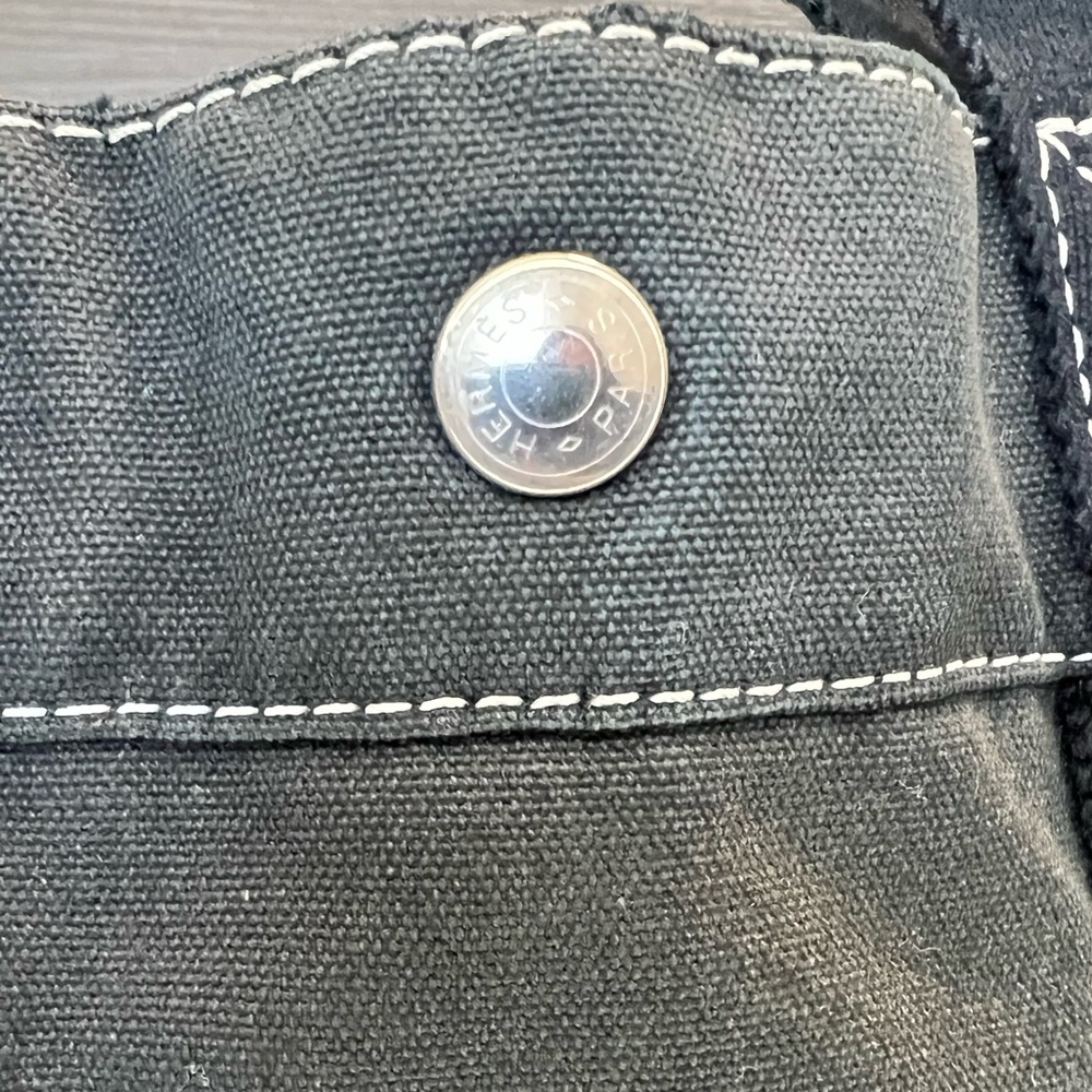 Hermes Tote Unisex Black Canvas with Black Detailing & White Stitching - Picture 8 of 15